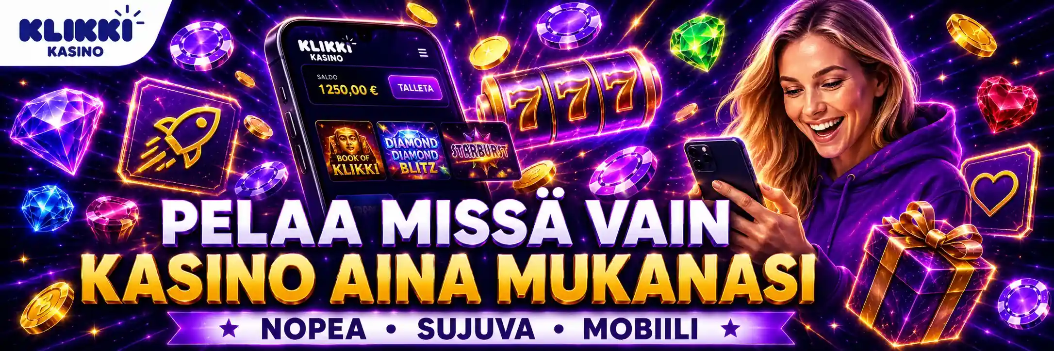 Kasino aina mukanasi Klikki kasinon mobiilisovellus pelaamiseen missä ja milloin vain