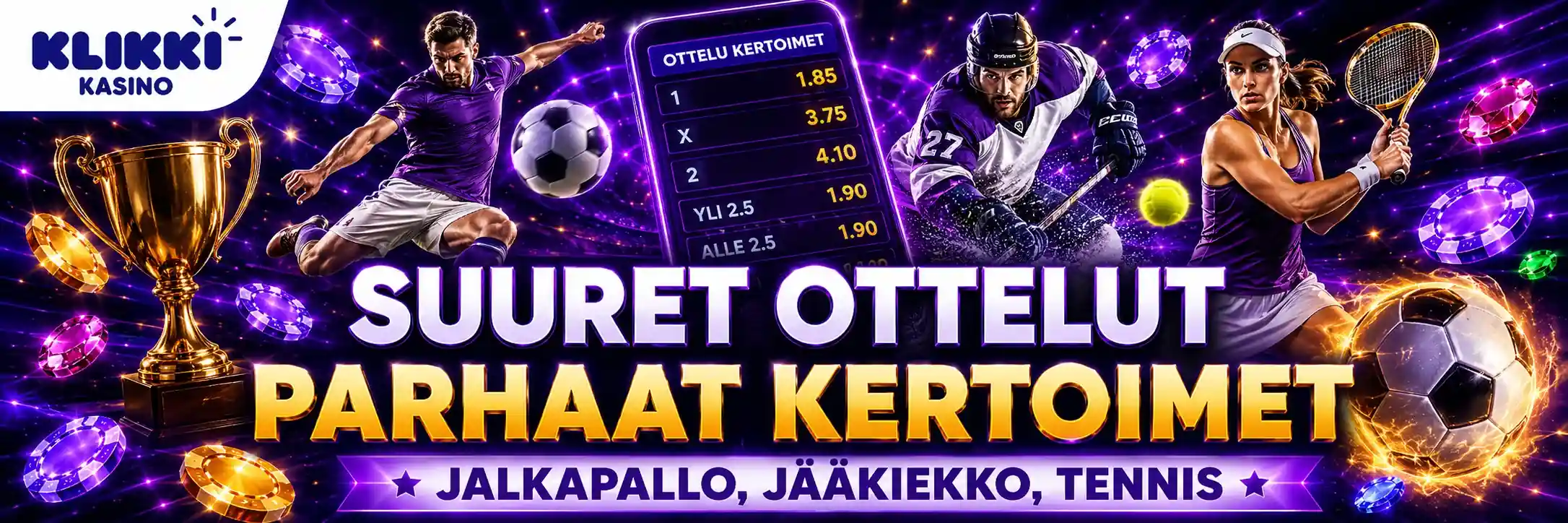 Vedonlyönti jalkapallosta, jääkiekosta ja tenniksestä Klikki kasinolla